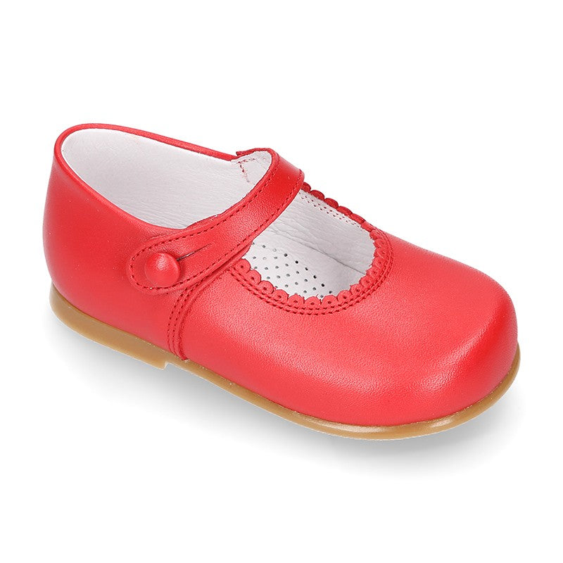 Classic Nappa Leather Mary Janes in Red
