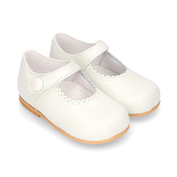 Classic Nappa Leather Mary Janes in Ivory