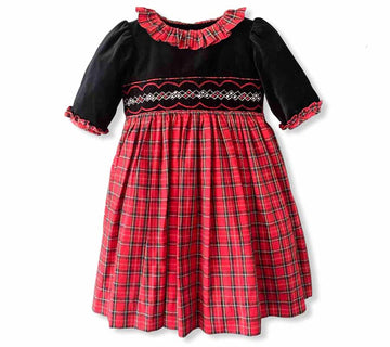 Ava Smocked Velvet Dress