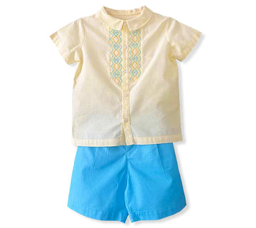 Charlie Smocked Shirt/Short Set