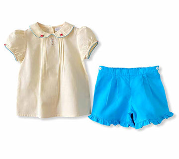 Emma Blouse and Ariel Aqua Green Shorts
