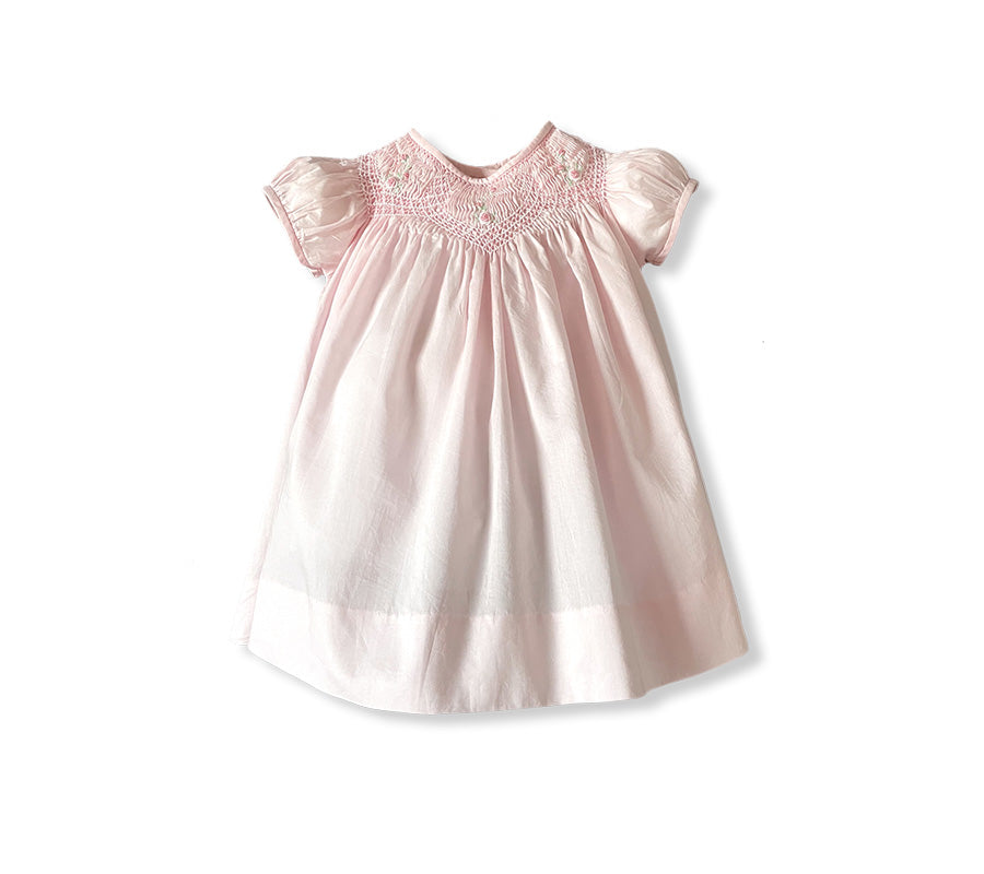 Evie Pink Smocked Bishop Dress