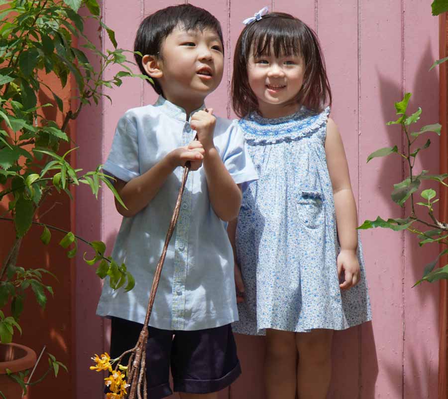 Ming Bleu Smocked Babydoll Dress
