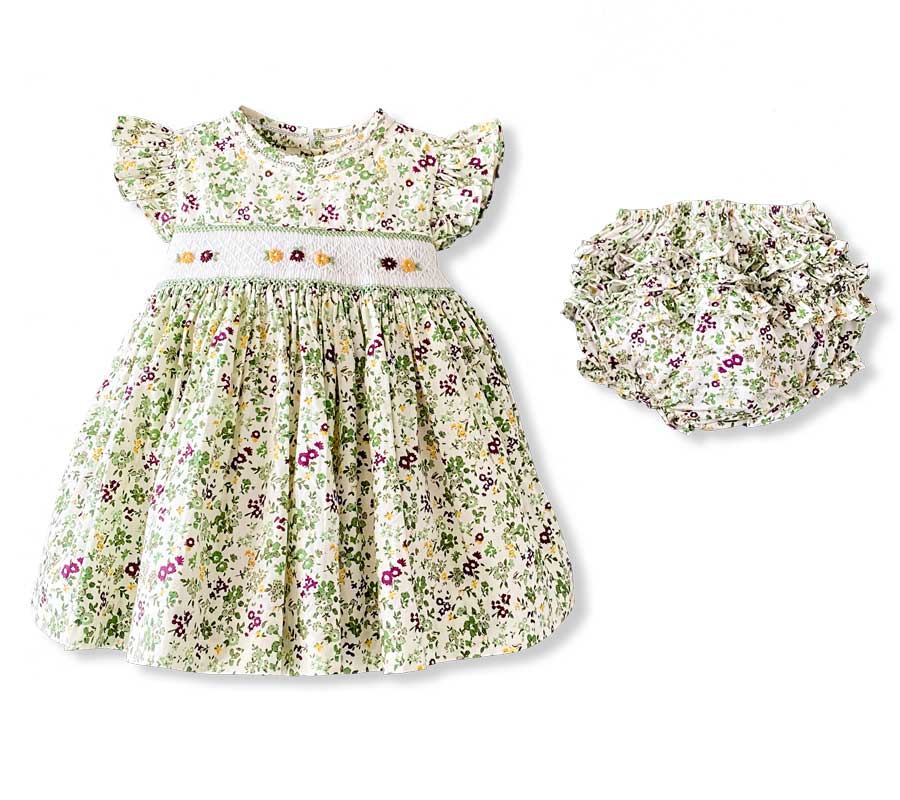 Olive Smocked Babydoll Dress