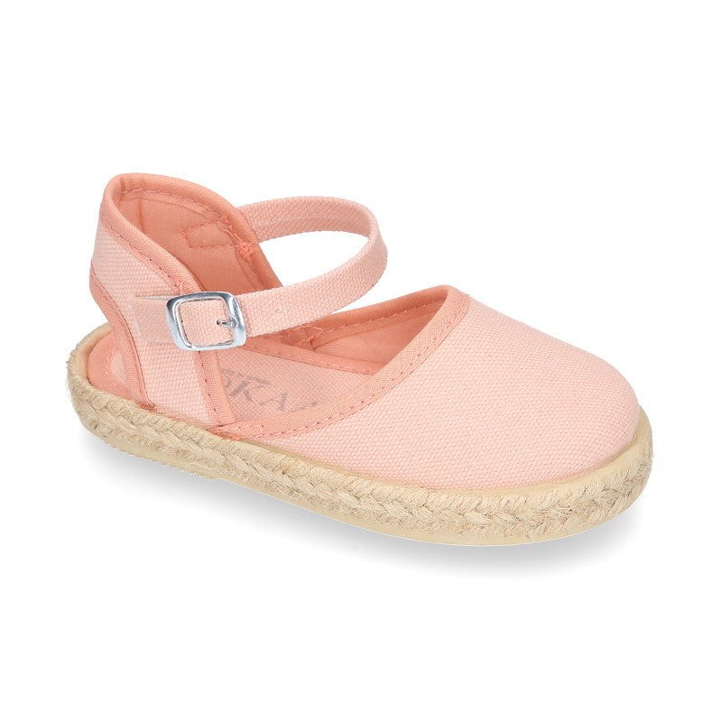 Cotton Canvas Espadrille in Salmon