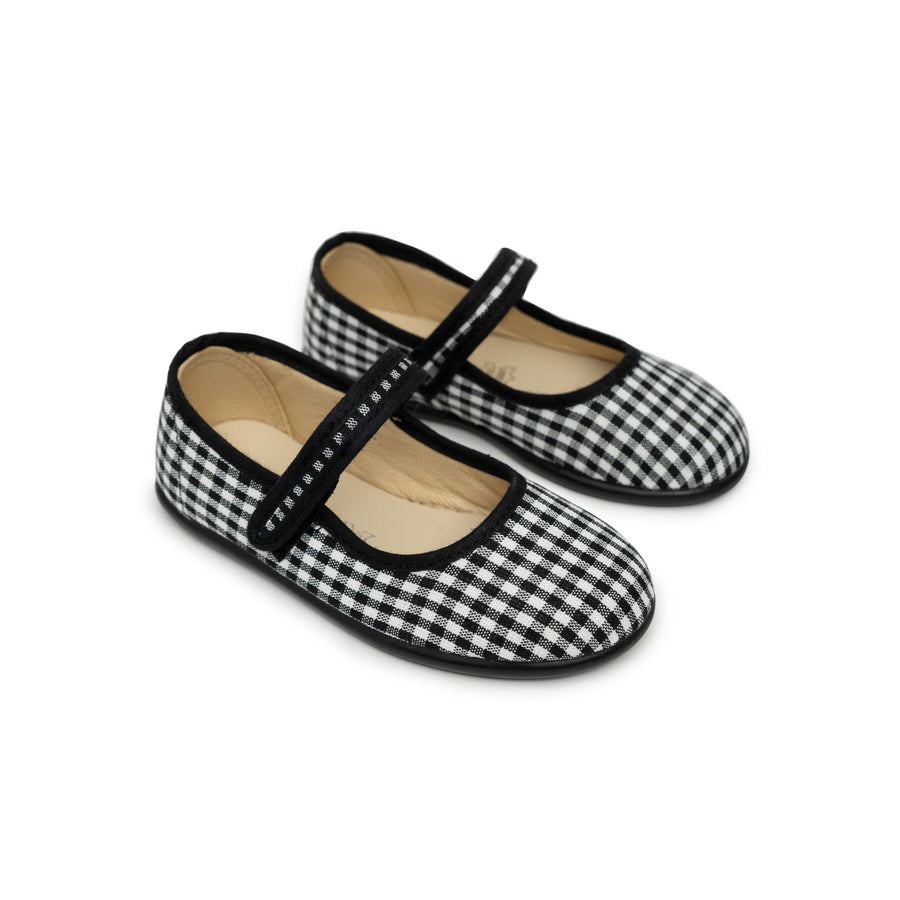 Mary Janes in Gingham Black